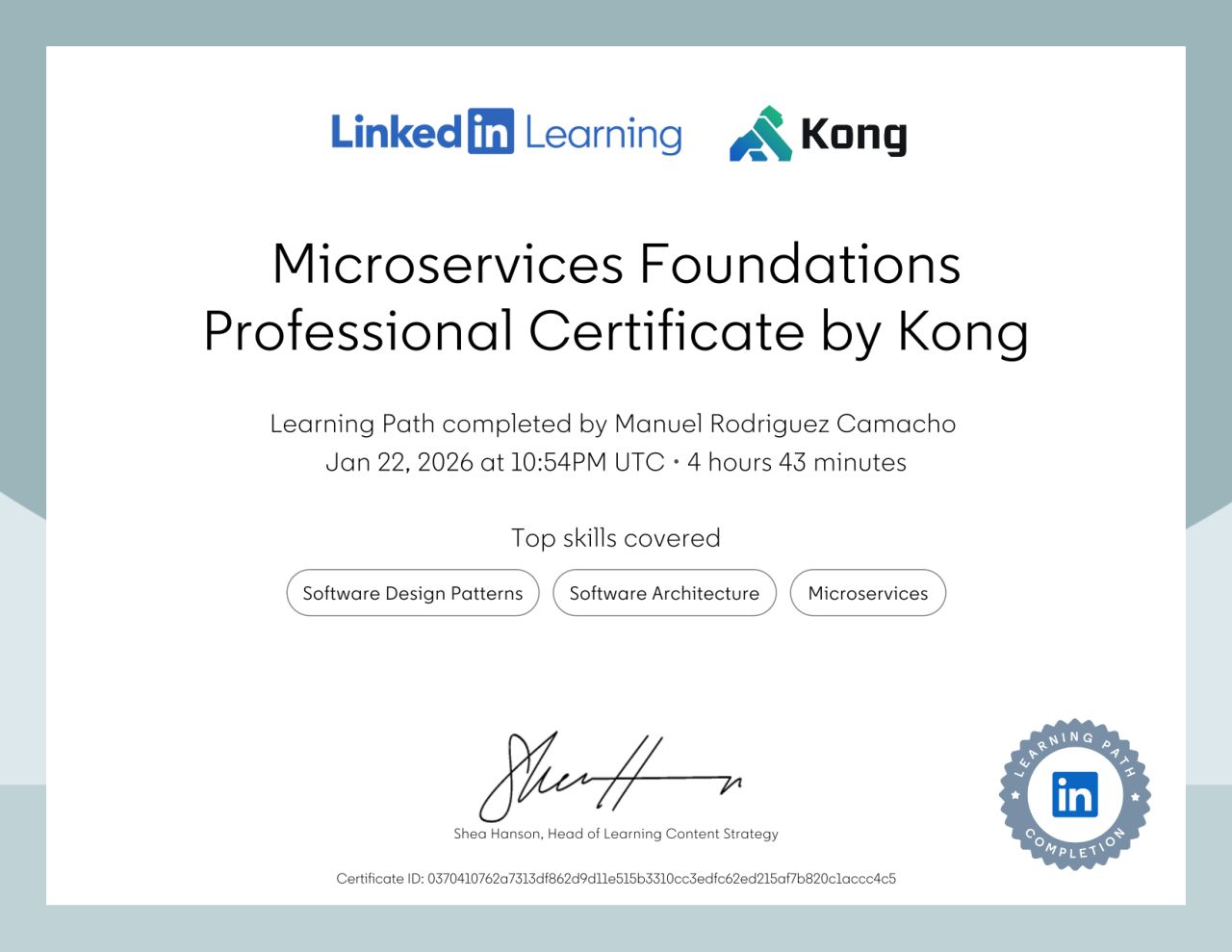 My Certificate