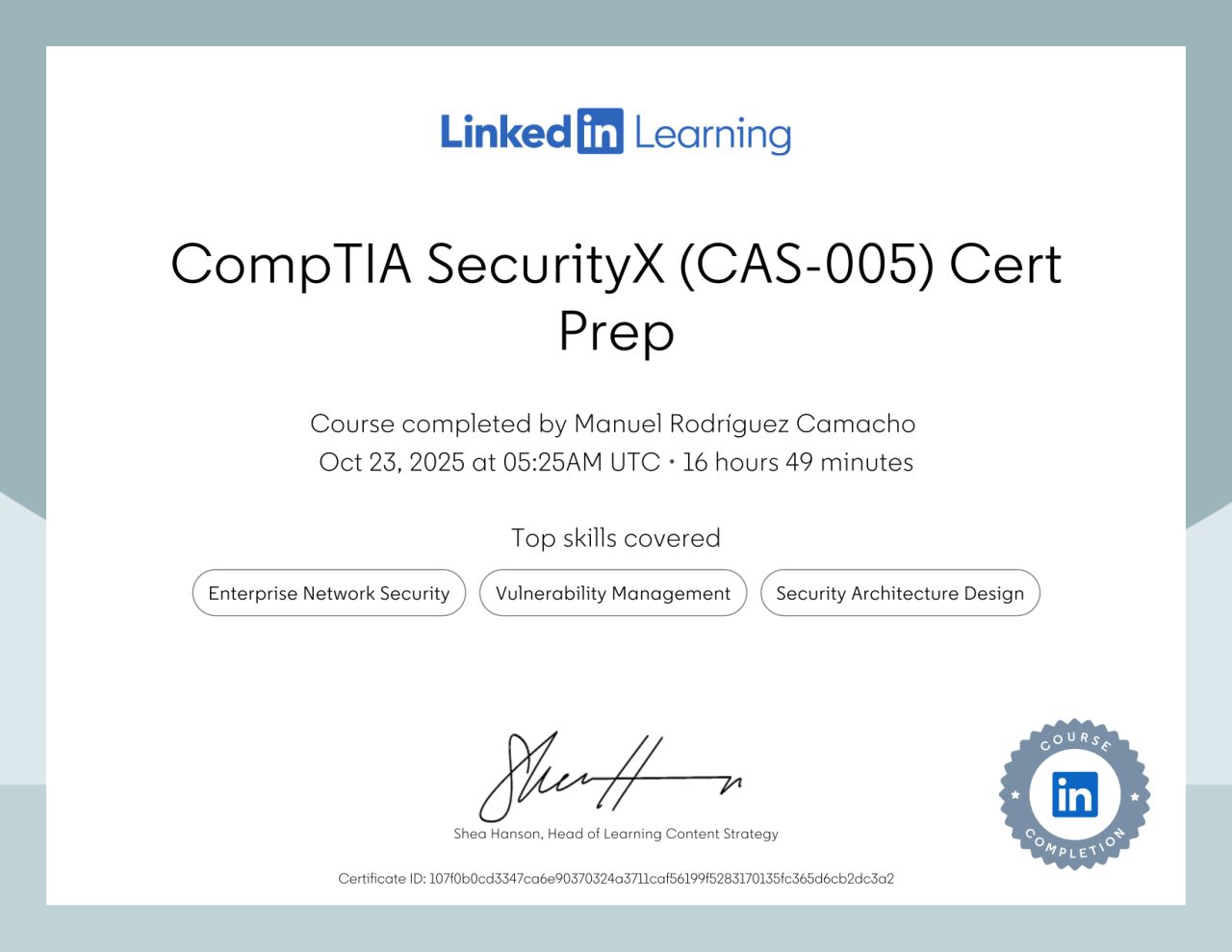 My Certificate