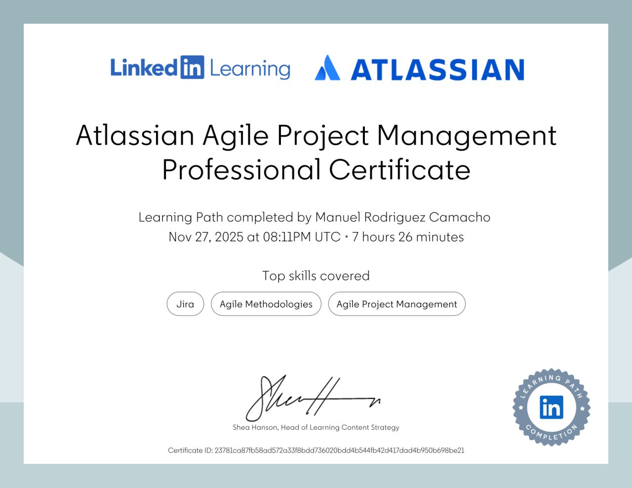 My Certificate
