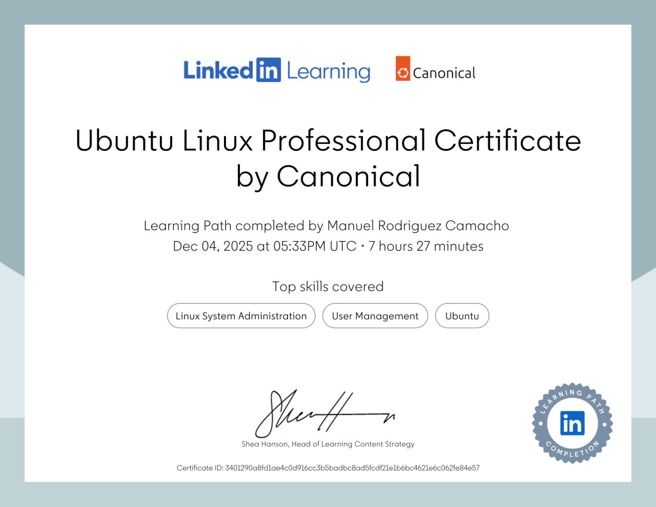 My Certificate