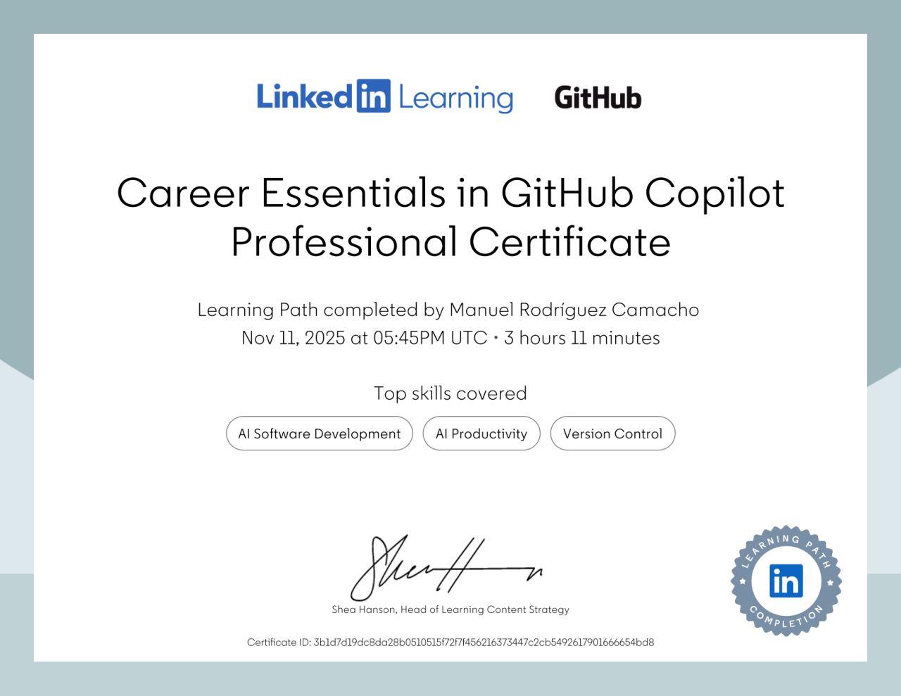 My Certificate