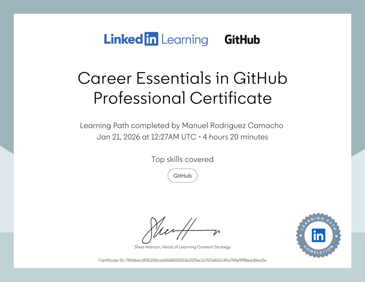 My Certificate