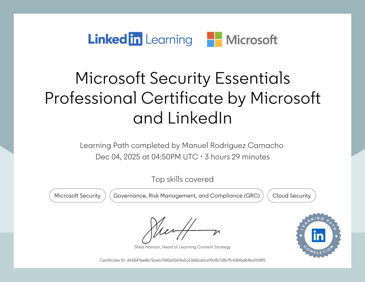 My Certificate