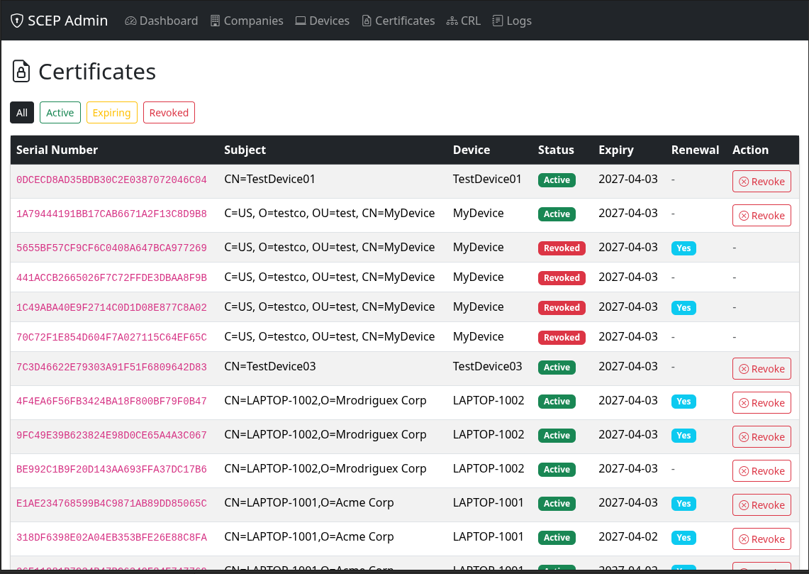 ScepServer screenshot